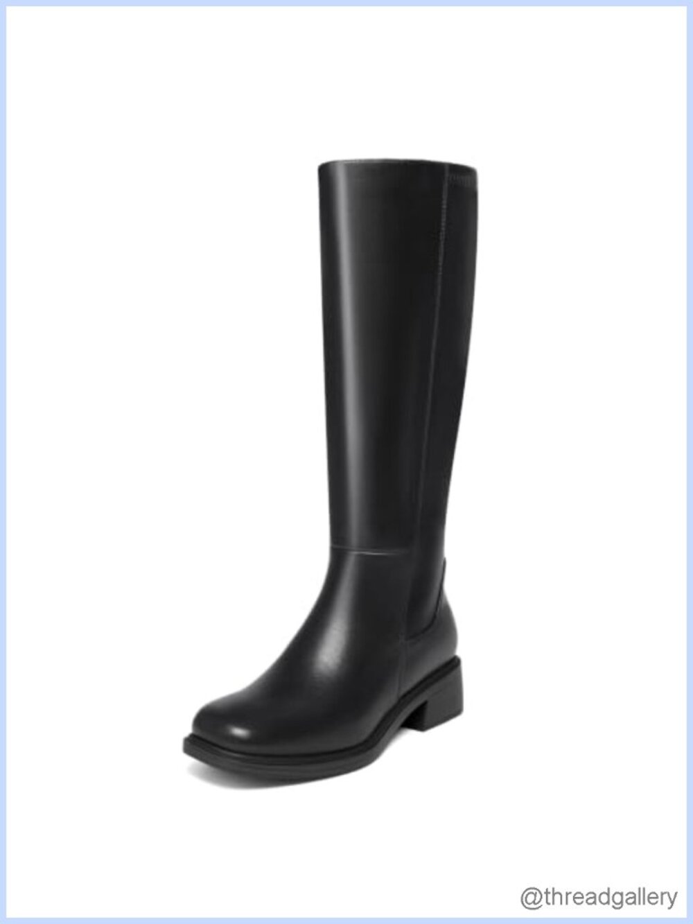 Knee High Boots Square Toe Low Block Heel Stretch Fit Tall Boot